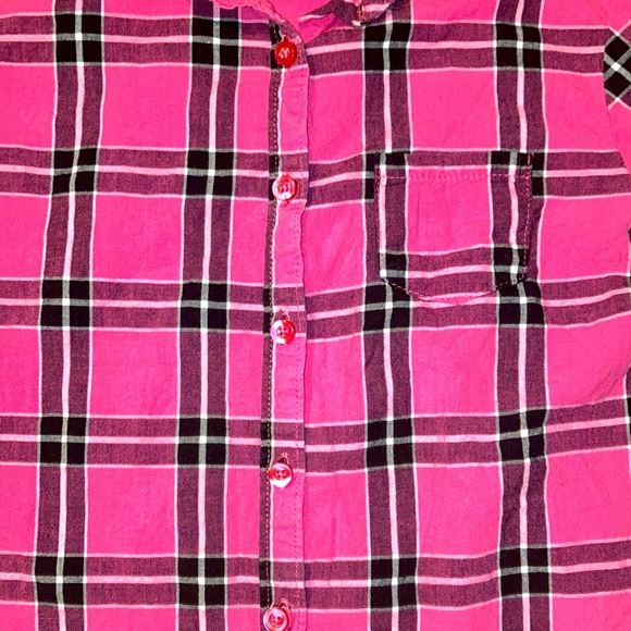 Girl’s Pink Plaid Button Down Shirt - Picture 3 of 5